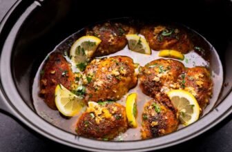 Crockpot Lemon Garlic Butter Rooster Thighs